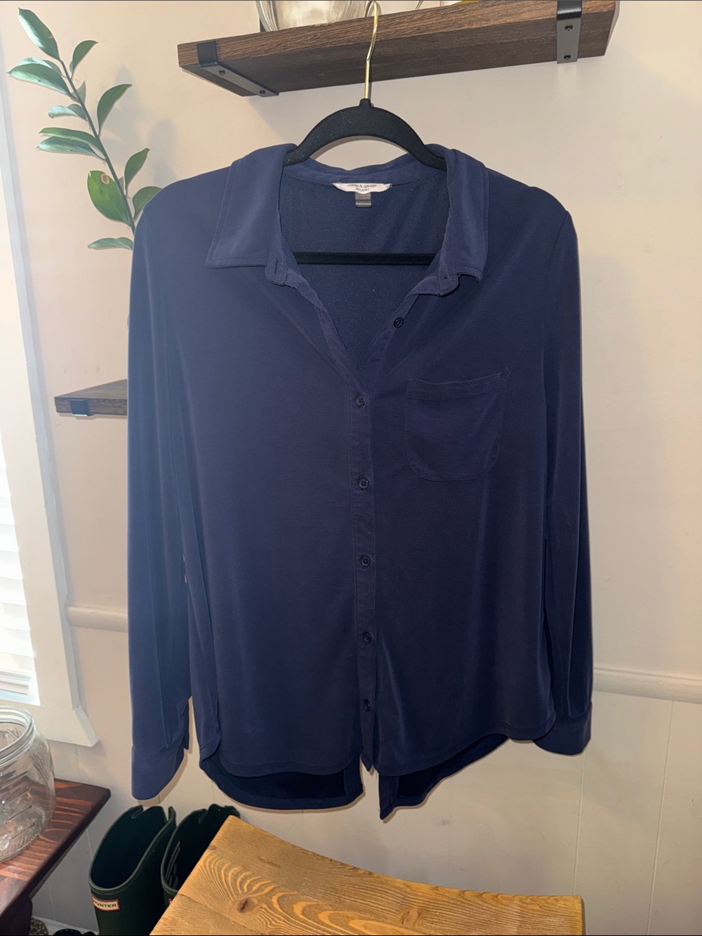 Cable & Gauge Navy Blue Button-Down Shirt